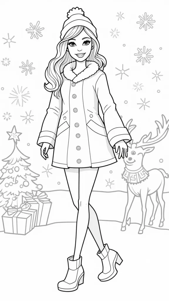 barbie christmas coloring page